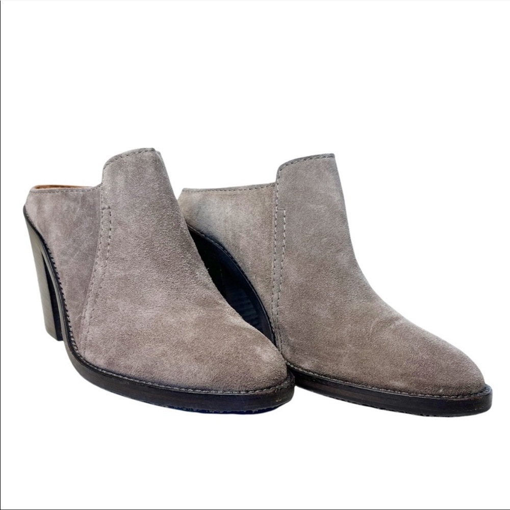 AQUATALIA New Leather Suede Stacked Heel Boots in Taupe Size 8 - Picture 9 of 15